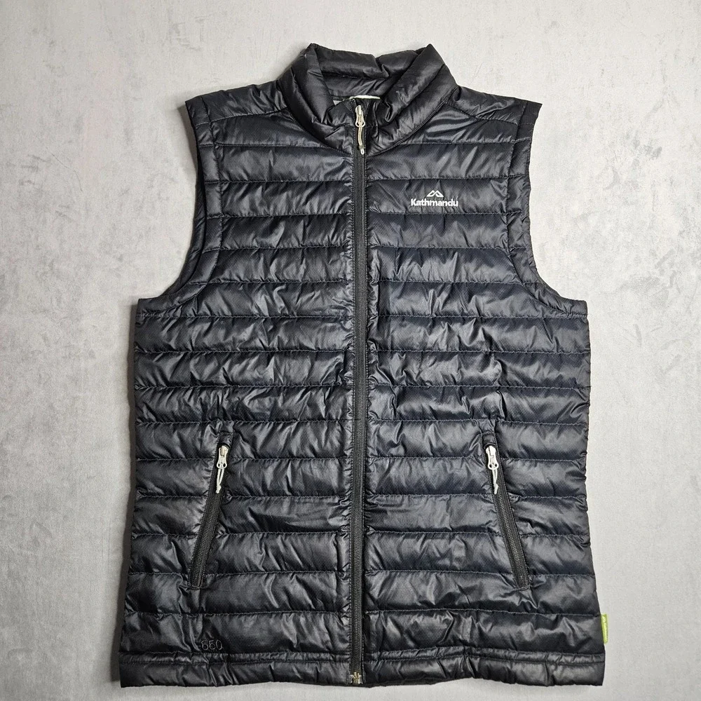 Kathmandu Vest Mens Medium Black Duckdown 500 Fill Full Zip Puffer Pockets - Picture 1 of 13